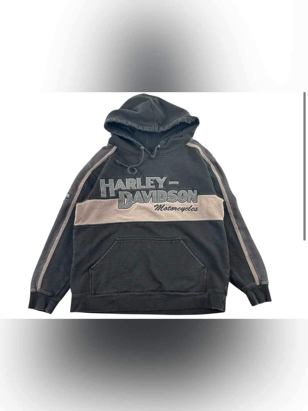 vintage two-tone Harley-Davidson Motorcycles embroidered colorblock hoodie XL